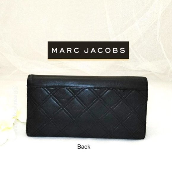MARC JACOBS Wallet Black Genuine Leather Quilted Trifold Cards Bills Slots Bill… - Picture 2 of 11